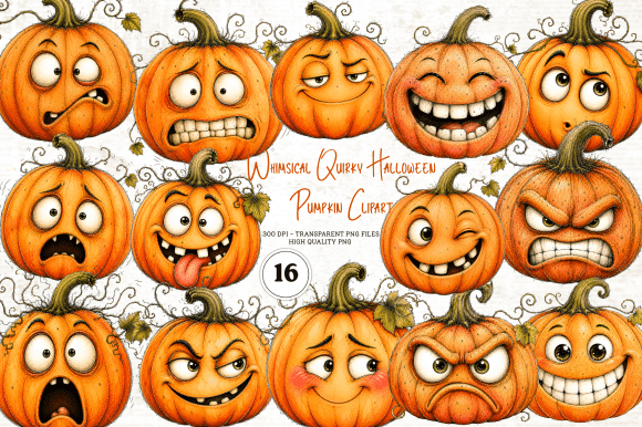 Download Whimsical Quirky Halloween Pumpkin PNG - Quirky Collection