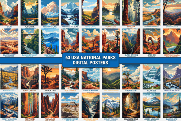 Download 63 USA National Parks Digital Posters - Poster Collection