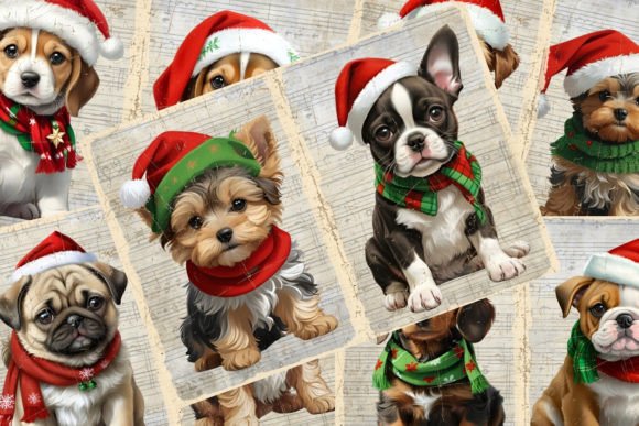 Download Pack of Dog Christmas Junk Journal Paper - Premium Resources