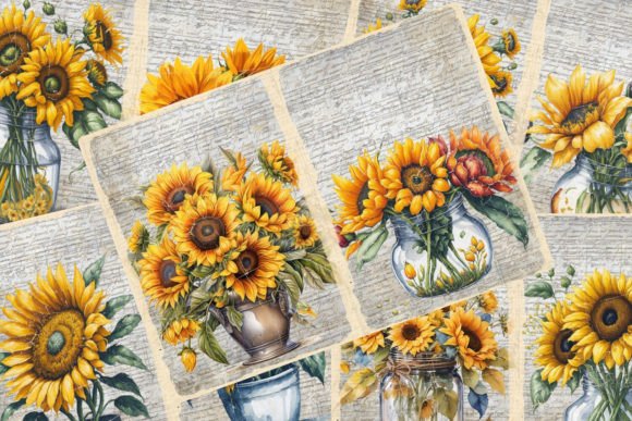 Download Pack of Sunflower Junk Journal Papers - Premium Resources