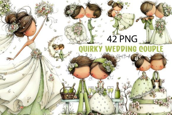 Download Quirky Wedding Couple PNG Bundle - Quirky Collection