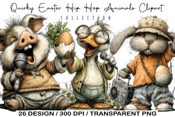 Download Quirky Easter Hip Hop Animals Clipart - Quirky Collection